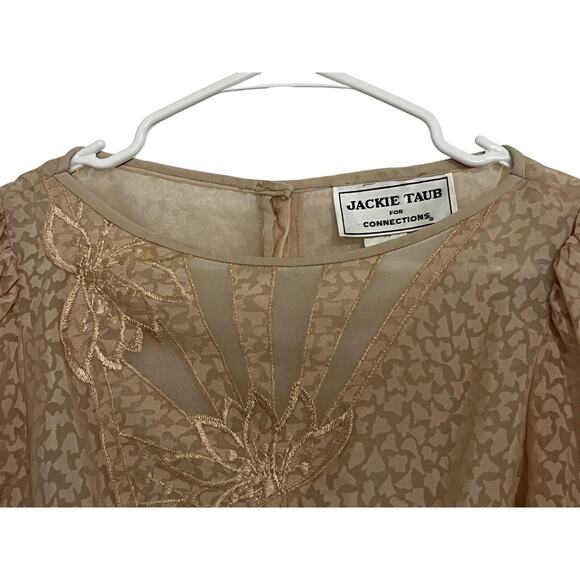 Vintage Jackie Taub Feminine Delicate Chiffon Day Dress Union Made sz 6 - Picture 3 of 8